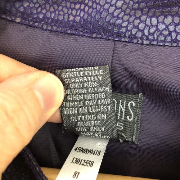 Additions By Chico's 2‎ Size Large Purple Faux Leather Snakeskin Jacket Buttons - Picture 5 of 9